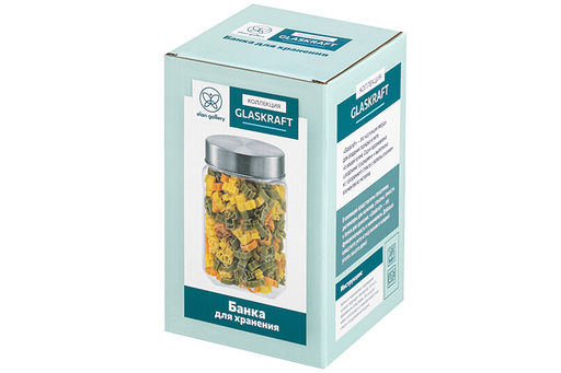 Банка д/хранения 1,6 л 11,5*11,5*18,5 см + металл. закручивающ.крышка, стекло - Elan gallery фото 6