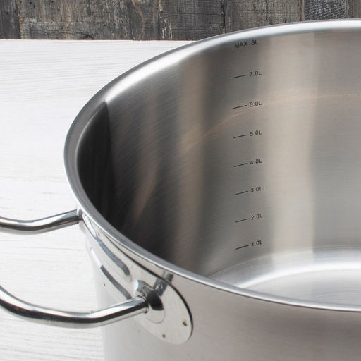 Кастрюля из нержавеющей стали 8л, д26см, h16,5см, дно д24,3см, s4мм, металлическая крышка, пароотвод, капсулированное дно с алюминиевой вставкой, матовая полировка внутри и снаружи, зеркальная полировка у крышки, мерная шкала, пэт пакет, TalleR (Ки - Домашняя мода фото 4