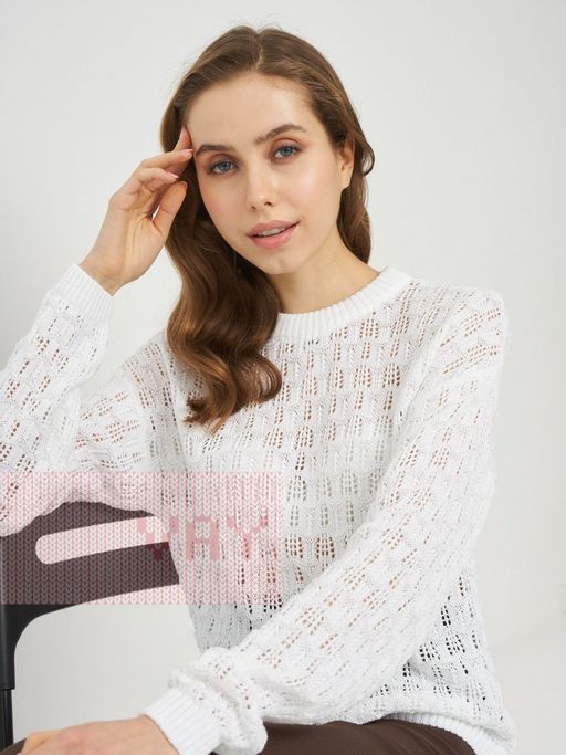 Джемпер женский 5222-41237. 7001/А04 белый/пайетки молоко