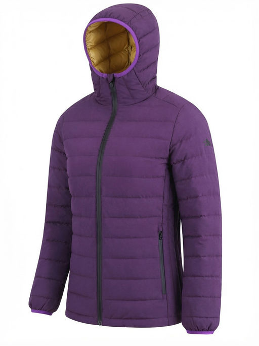 Куртка женская стёганая с капюшоном с графеновой подкладкой темно-фиолетового цвета 9624_1TF