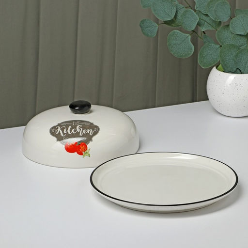 Блинница с крышкой Skyphos, 23×9.7 см, керамика, белая