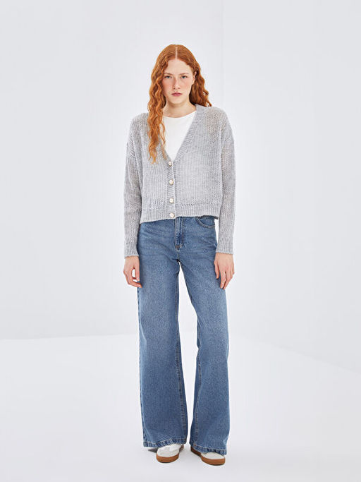 V Yaka Oversize Kad?n Triko H?rka