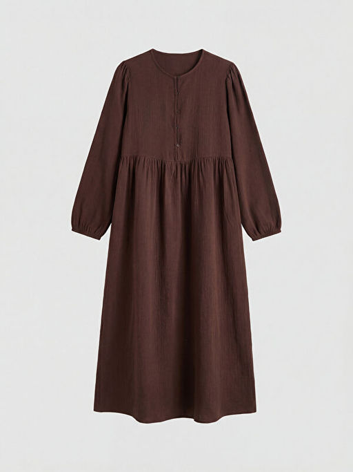 Bisiklet Yaka B?zg?l? M?slin Elbise