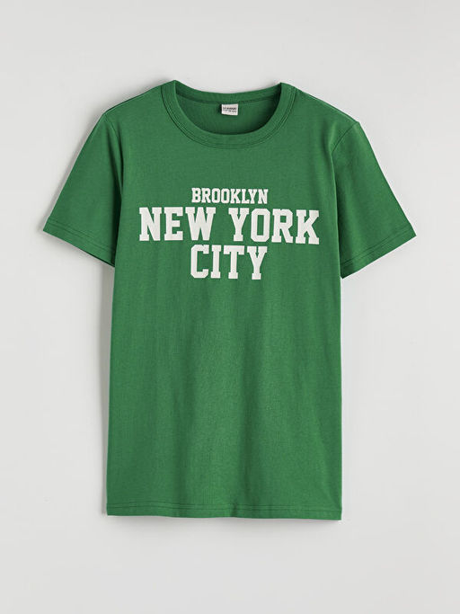 Bisiklet Yaka New York Bask?l? Erkek ?ocuk Ti??rt