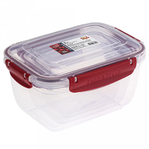 Контейнер для продуктов пластмассовый Мастер набор 3шт: 0,5л, 1л, 1,8л, прямоугольный, с клипсами, воздухонепроницаемый (герметичный), глубокий, съемный силиконовый уплотнитель, подходит для СВЧ (Россия) - Домашняя мода фото 5