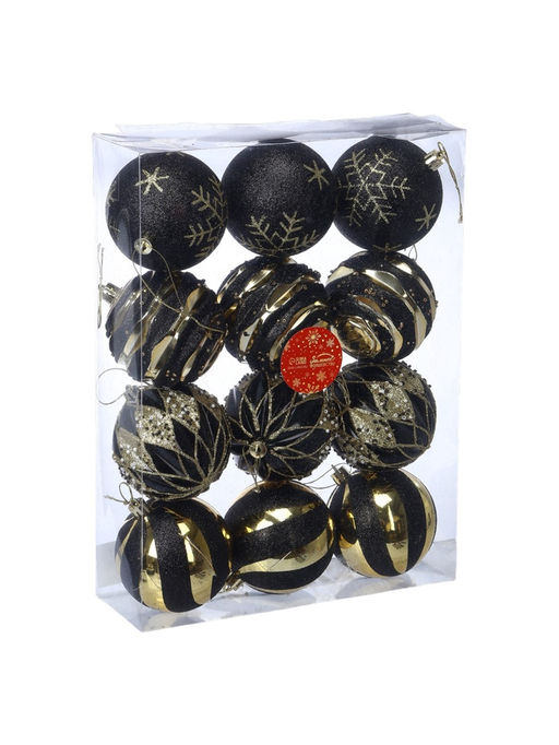 Ёлочные шары новогодние Савьер, набор 12 шт., d=8 см, чёрно-золотой - Simaland фото 7