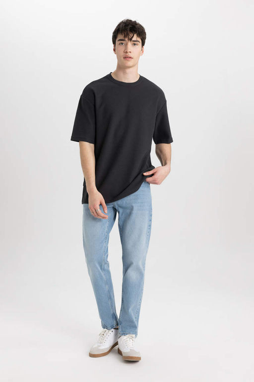 Comfort Regular Fit Rahat Kesim Bisiklet Yaka K?sa Kollu Ag?r Kumas Basic Duz Tisort - Defacto фото 6