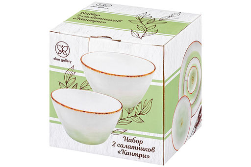 Набор 2 салатников 550 мл 13,5*13,5*7,5 см Кантри, зеленый, фарфор - Elan gallery фото 5