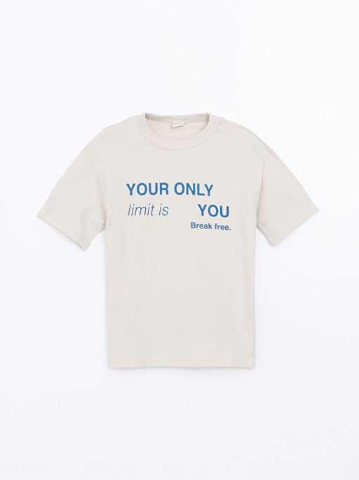 Bisiklet Yaka Yaz? Bask?l? Erkek ?ocuk Ti??rt