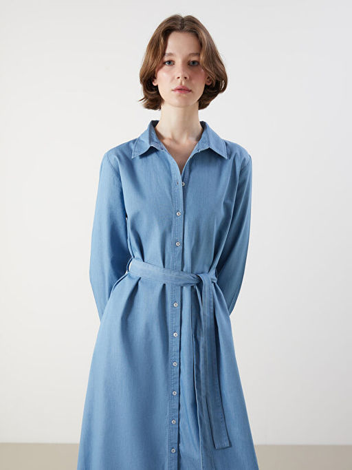 G?mlek Yaka Kad?n Jean Elbise