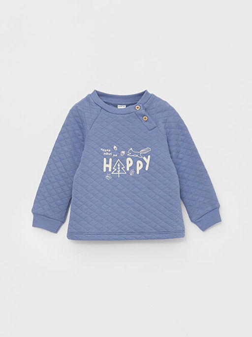 Bisiklet Yaka Uzun Kollu Bask?l? Erkek Bebek Sweatshirt ve Pantolon 2li Tak?m - Waikiki фото 2