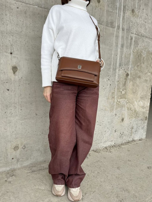 Женская кожаная сумка через плечо 8219 Кофе - Sergio valentini фото 6