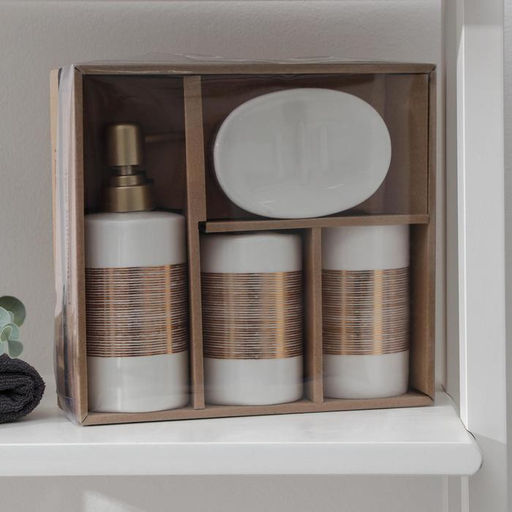 Аксессуары для ванной Адажио, 4 предмета, мыльница, дозатор для мыла 450 мл, 2 стакана, белые - Simaland фото 4