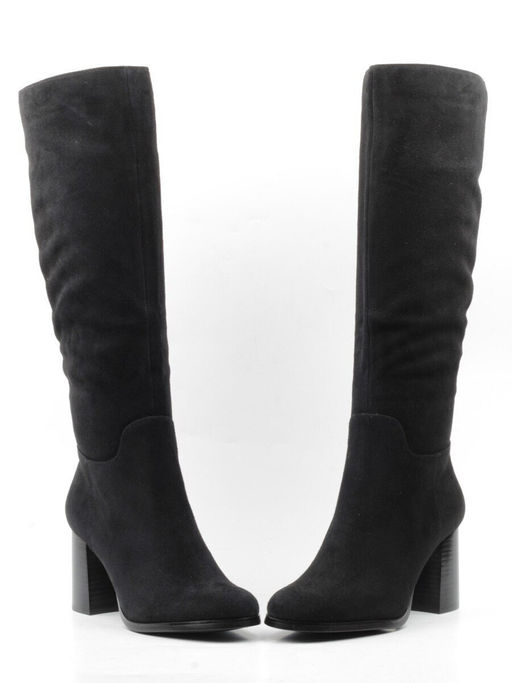 02-K83-B1 BLACK Сапоги зимние женские (натуральная замша, натуральный мех (евромех))