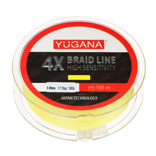 Леска плетеная YUGANA X4 PE, диаметр 0.3 мм, 17.7 кг, 100 м, жёлтая  фото 2