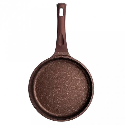 Сковорода с тефлоновым покрытием д24см "Stella", h5,2см, s0,32см, дно д22см, s0,4см, ручка из термостойкого пластика, мокко (mokko) (Россия)