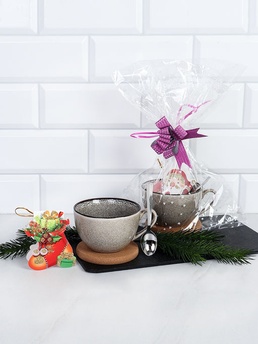 Подарочный набор Кружка 300 мл Градиент с подставкой под горячее + ложка / WRF-270 /уп/ в подарочной упаковке/ Новогодний - Галеонтрейд фото 2