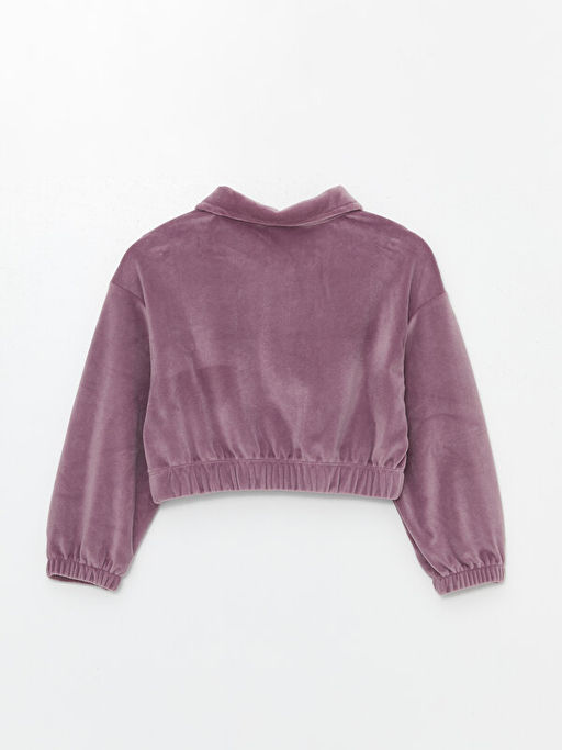 Polo Yaka Basic Uzun Kollu Kadife K?z ?ocuk Sweatshirt - Waikiki фото 2