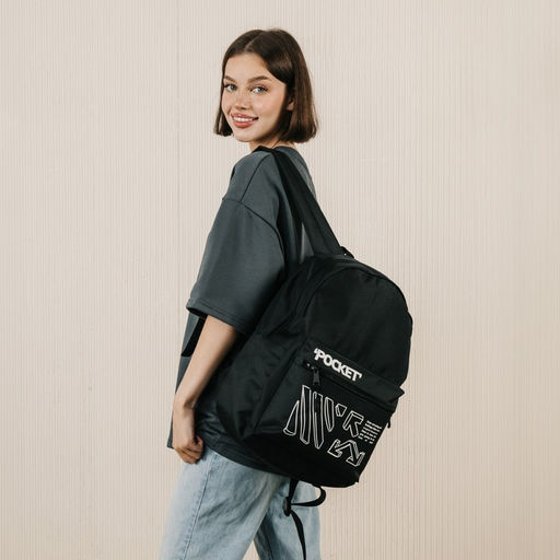 Рюкзак молодёжный Black, 29х12х37, отд на молнии, н/карман, чёрный - Nazamok фото 8