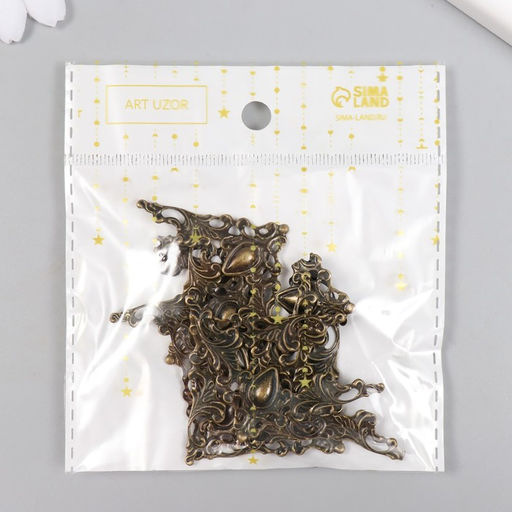 Цена за 3 шт. Уголок декоративный для шкатулки, фотоальбома «Узорный», набор 10 шт., металл, 4×4 см