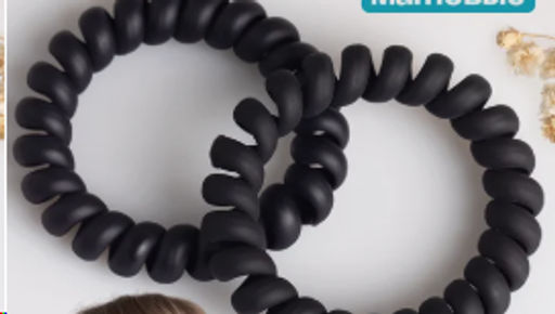 Резинка-пружинка для волос 50 мм / QQ67-21 /уп 200/черная матовая