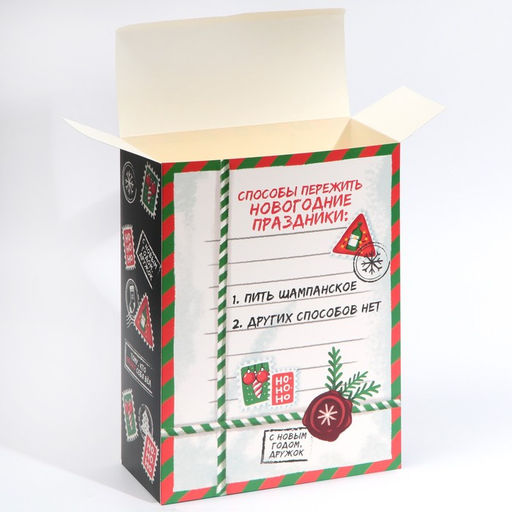 Цена за 2 шт. Коробка подарочная новогодняя складная «Пережить праздники», 22 х 30 х 10 см, Новый год