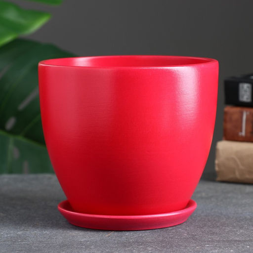 Горшок для цветов Колор гейм, керамический, с поддоном, 1.4 л, красный - Simaland фото 2
