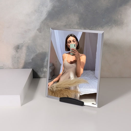 Зеркало настольное, прямоугольное, 17.5×22 см, без рамки, чёрное