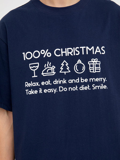 Футболка мужская синяя новогодняя с принтом - Mark formelle фото 4