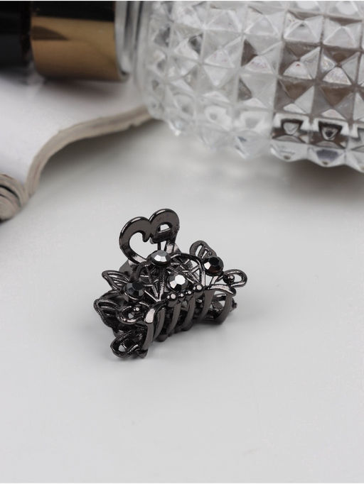 Цена за 6 шт. Крабик для волос «Серый блеск», 2.5 см, серебро