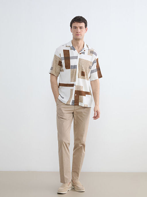 Regular Fit Geometrik Desenli Erkek G?mlek