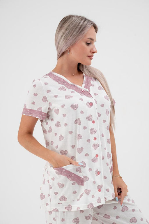 Пижама женская из кулирки Ворожея сердечко кофейное - Амадэль фото 2