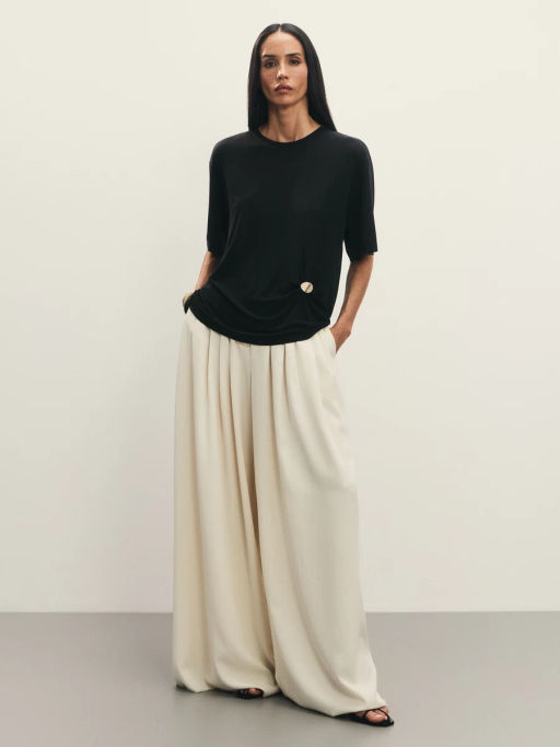 Широкие брюки со складками из лиоцелла / Zarina  фото 5