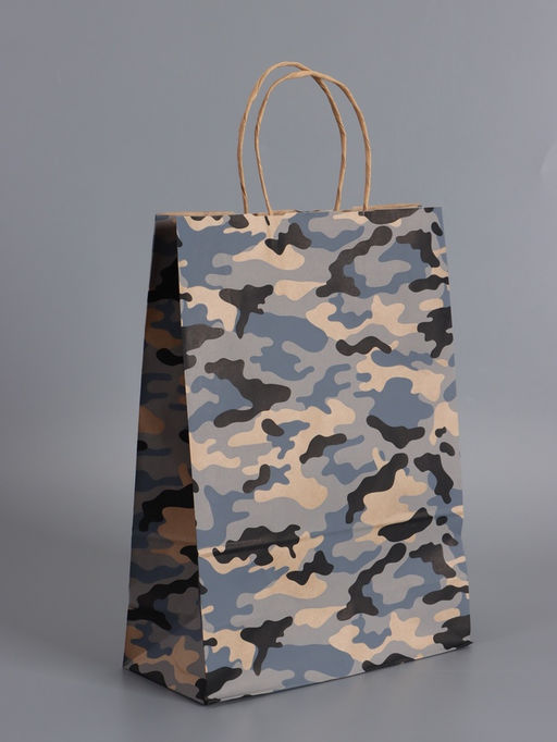 Пакеты подарочные крафт «23 Февраля», камуфляж, 24×10.5×32 см, набор 4 шт.