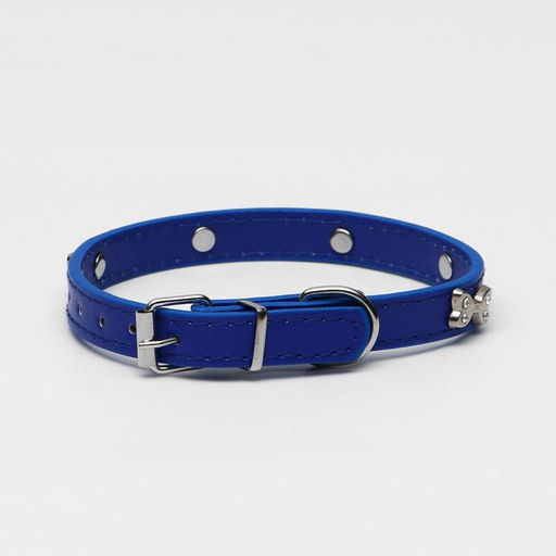Ошейник Бантики и стразы,38 х 1,5 см, ОШ 27-33, синий - Пижон фото 2
