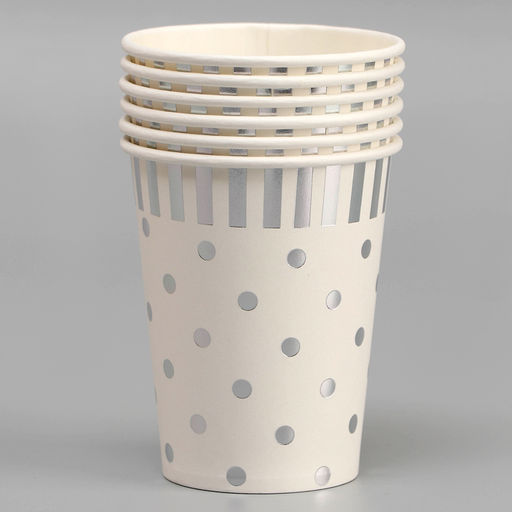 Стаканы бумажные Горох, 6 шт., цвет серебро - Страна карнавалия фото 2