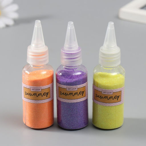 Цена за 12 шт. Глиттер для творчества в бутылочке «Пудра неон», 30 г, 10×2.8×2.8 см, МИКС