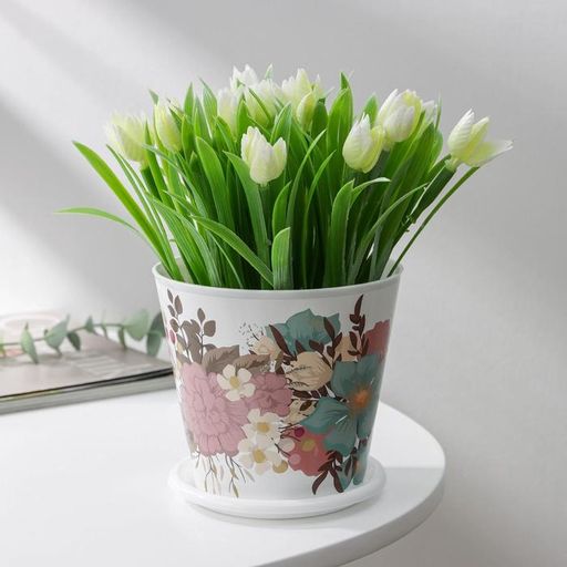 Цена за 2 шт. Горшок для цветов Доляна «Фрезия», 800 мл, цвет белый