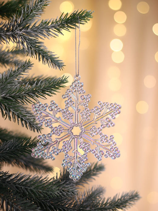 Ёлочная игрушка 6 шт. Зимнее волшебство. Созвездие пластик, снежинка, 12 см  фото 5