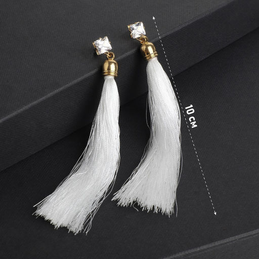 Серьги ассорти Кисти прямоугольник, цвет молочный, L кисти 9 см