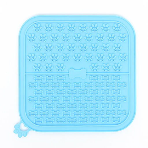 Коврик для лизания на присосках 18.518.5 см, силикон, голубой - Пижон фото 4