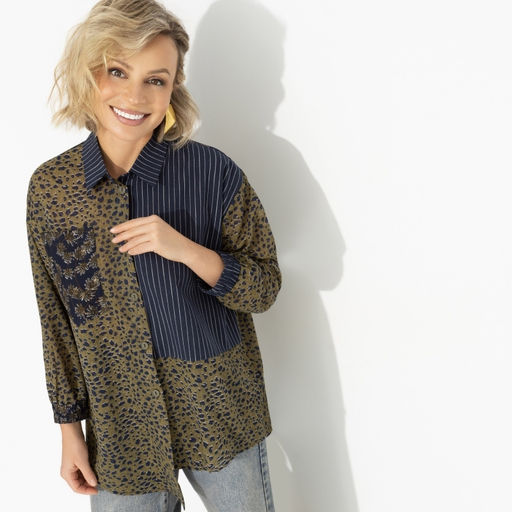 Рубашка асимметричного кроя Жемчужина образа (green)