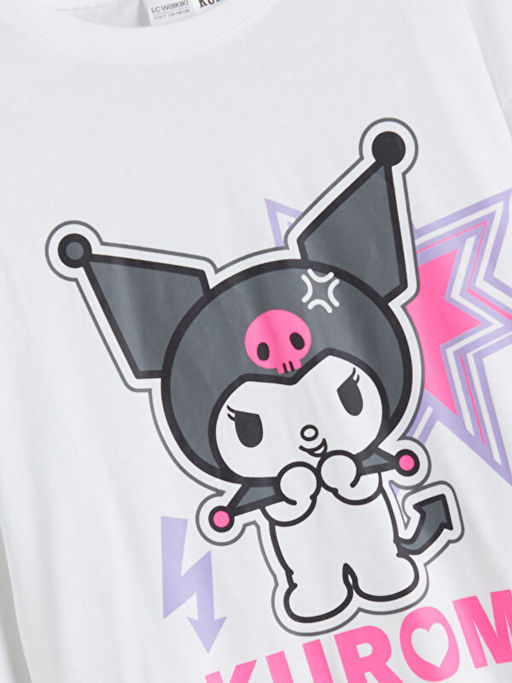 Bisiklet Yaka Kuromi Bask?l? K?z ?ocuk Pijama Tak?m?