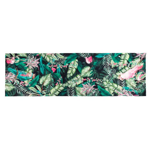 Дорожка на стол «Этель» Tropical parrots 40×146 см, 100% хлопок, саржа 190 г/м², зелёная/чёрная