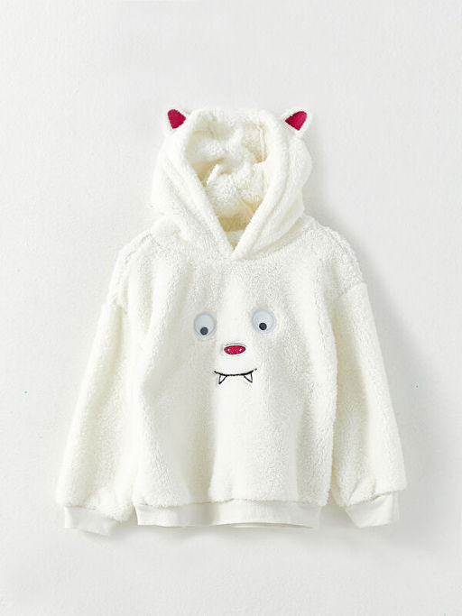 Kap??onlu Nak??l? Uzun Kollu Pel?? K?z ?ocuk Sweatshirt - Waikiki фото 2