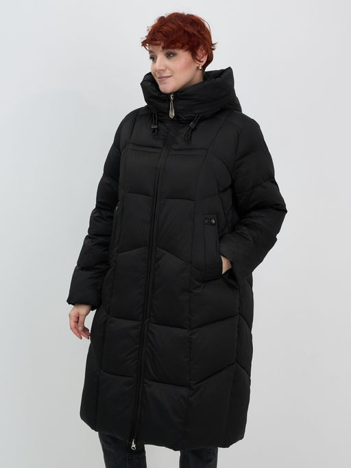 Пальто зимнее Visdeer 7702Ch женское утепленное 240 г/м² черное  фото 12