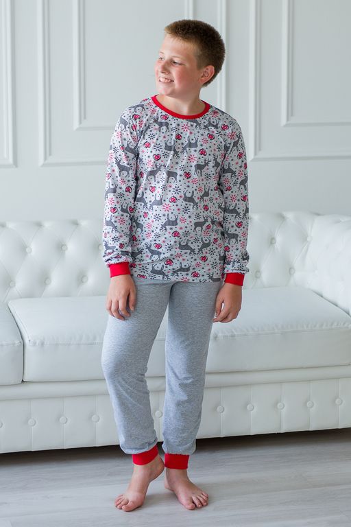 Пижама детская из джемпера и брюк из кулирки Олененок красный - Амадэль фото 5