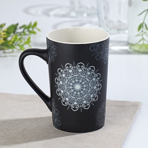 Кружка фарфоровая Доляна Мандала, 380 мл, белый узор  фото 3