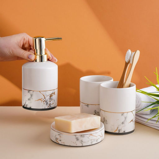 Набор аксессуаров для ванной комнаты Афродита, 4 предмета, дозатор 380 мл, мыльница, 2 стакана, белый - Simaland фото 5