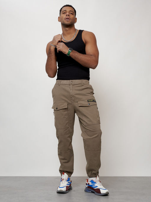 Джинсы карго мужские с накладными карманами, Турция бежевого цвета - Mtforce фото 10